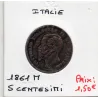 Italie 5 centesimi 1861 M Milan TTB nettoyée,  KM 3 pièce de monnaie