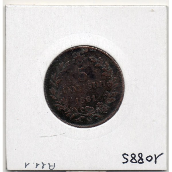 Italie 5 centesimi 1861 M Milan TTB nettoyée,  KM 3 pièce de monnaie