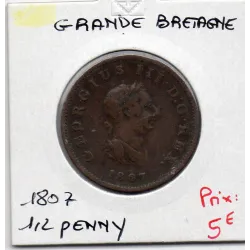 Grande Bretagne 1/2 Penny 1807 TB, KM 662 pièce de monnaie