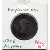 Grande Bretagne 1/2 Penny 1806 B+, KM 662 pièce de monnaie