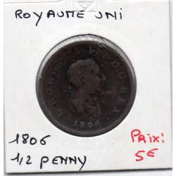 Grande Bretagne 1/2 Penny 1806 B+, KM 662 pièce de monnaie