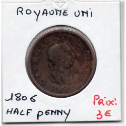 Grande Bretagne 1/2 Penny 1806 B, KM 662 pièce de monnaie