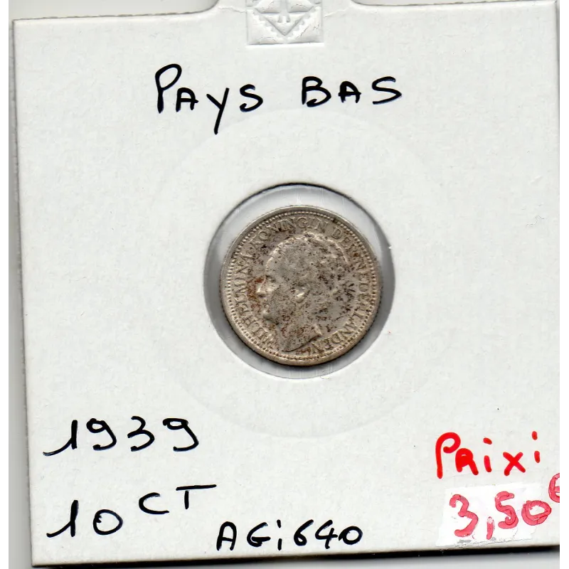 Pays Bas 10 cents 1939 Sup, KM 163 pièce de monnaie Pays Bas 10 cents 1939 Sup, KM 163 pièce de monnaie