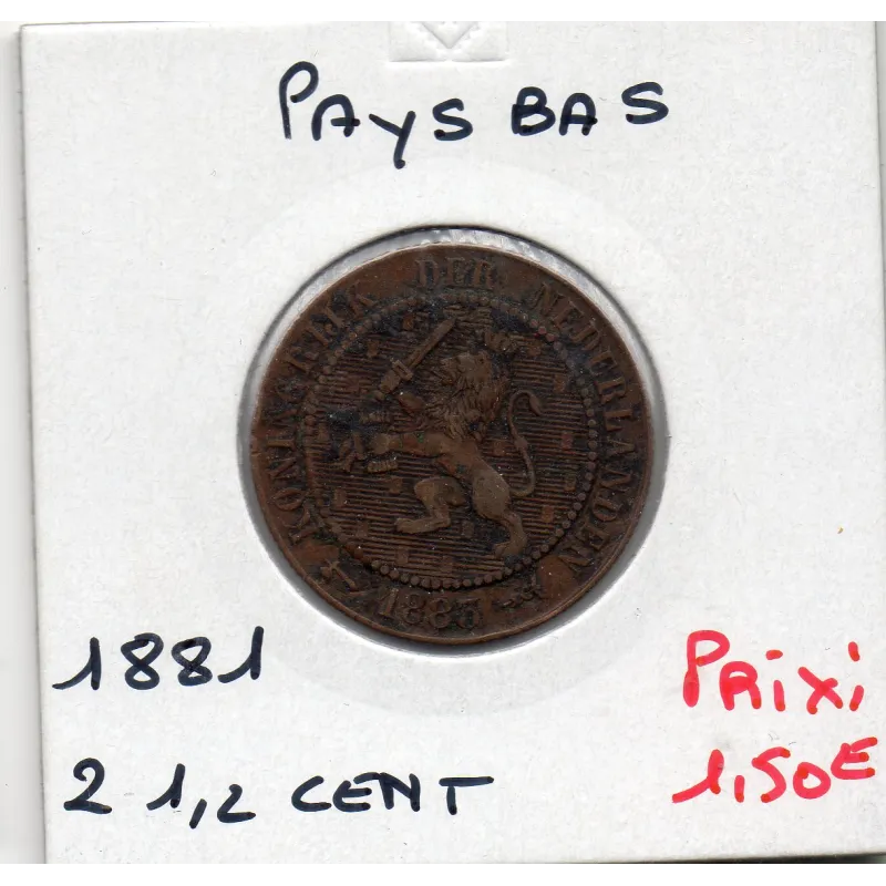 Pays Bas 2 1/2 cents 1881 TB, KM 108 pièce de monnaie Pays Bas 2 1/2 cents 1881 TB, KM 108 pièce de monnaie