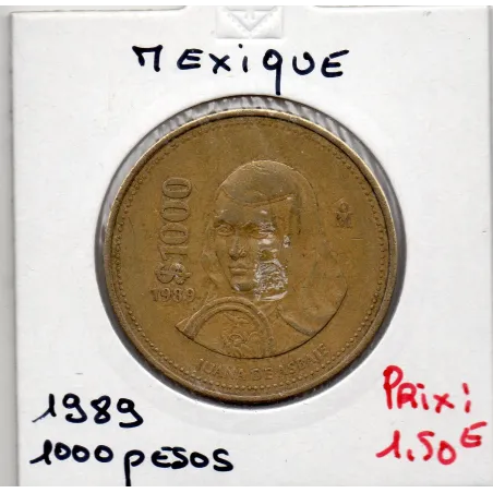 Mexique 1000 Pesos 1989 TTB-, KM 536 pièce de monnaie