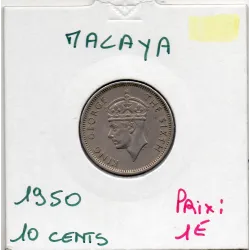 Malaya 10 cents 1950 TTB, KM 8 pièce de monnaie