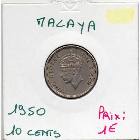 Malaya 10 cents 1950 TTB, KM 8 pièce de monnaie