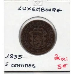 Luxembourg 5 centimes 1855 TB, KM 22 pièce de monnaie