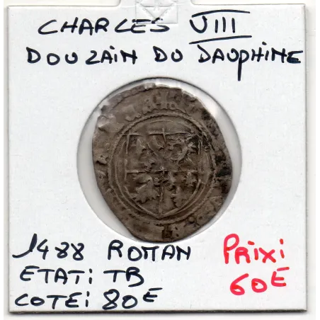 Douzain du dauphiné Roman Charles VIII (1488) TB+