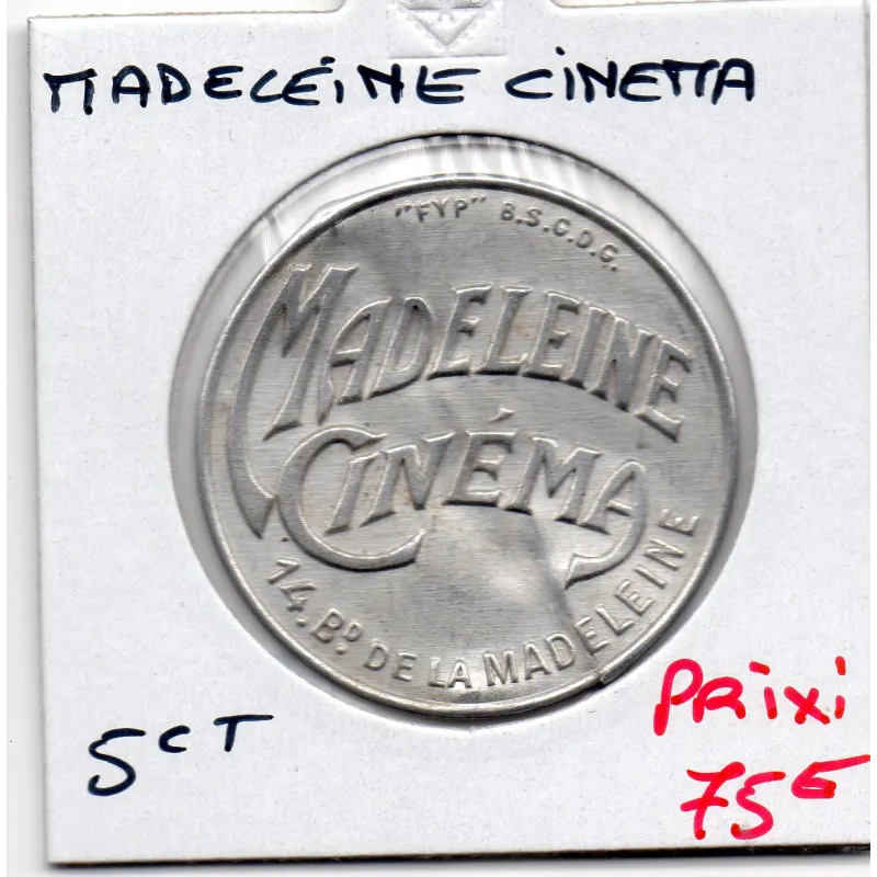 Timbre Monnaie Madeleine Cinema 5 centimes Timbre Monnaie Madeleine Cinema 5 centimes