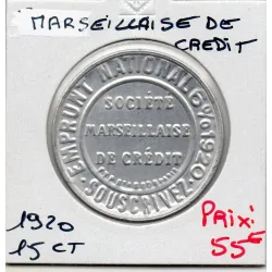 Timbre Monnaie Société marseillaise de crédit 15 centimes 1920