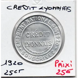 Timbre Monnaie Crédit Lyonnais 25 centimes 1920