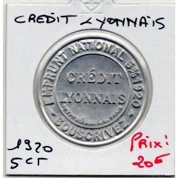 Timbre Monnaie Crédit Lyonnais 5 centimes 1920