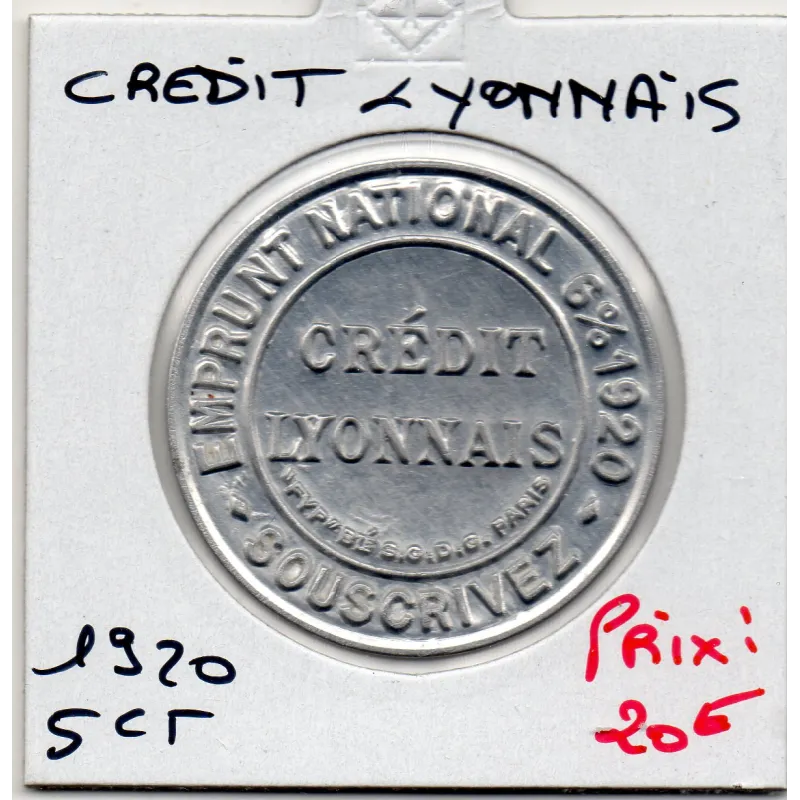 Timbre Monnaie Crédit Lyonnais 5 centimes 1920 Timbre Monnaie Crédit Lyonnais 5 centimes 1920