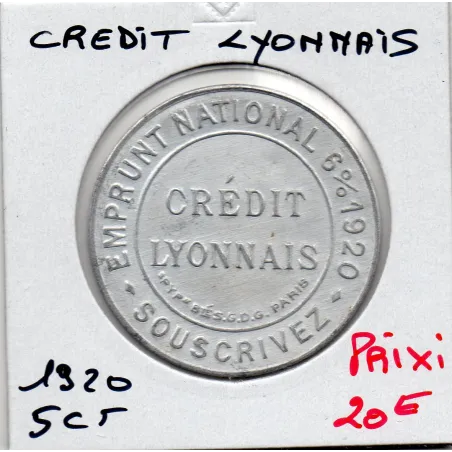 Timbre Monnaie Crédit Lyonnais 5 centimes 1920