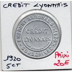Timbre Monnaie Crédit Lyonnais 5 centimes 1920
