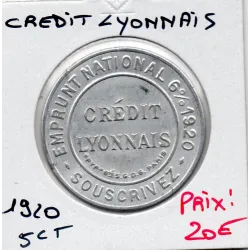 Timbre Monnaie Crédit Lyonnais 5 centimes 1920