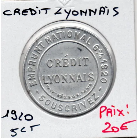 Timbre Monnaie Crédit Lyonnais 5 centimes 1920