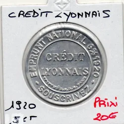 Timbre Monnaie Crédit Lyonnais 5 centimes 1920