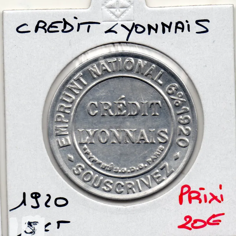 Timbre Monnaie Crédit Lyonnais 5 centimes 1920 Timbre Monnaie Crédit Lyonnais 5 centimes 1920