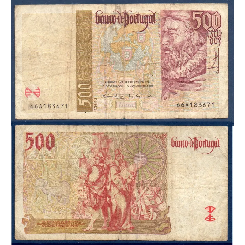 Portugal P.187b, B Billet de 500 Escudos 11.9.1997 Joao de Barros Portugal P.187b, B Billet de 500 Escudos 11.9.1997 Joao de Barros