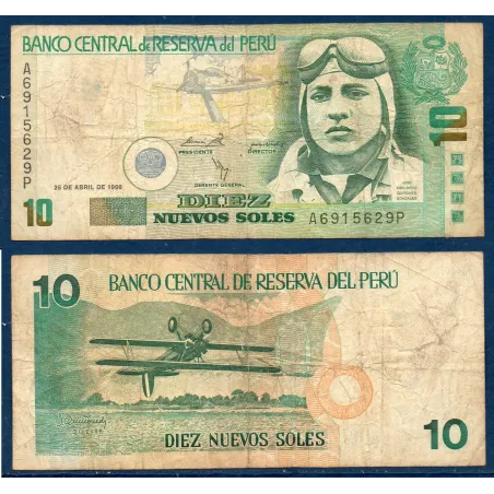 Perou P.166, B Billet de 10 Soles 1996-1999 José Abelardo Quinones Gonzalez