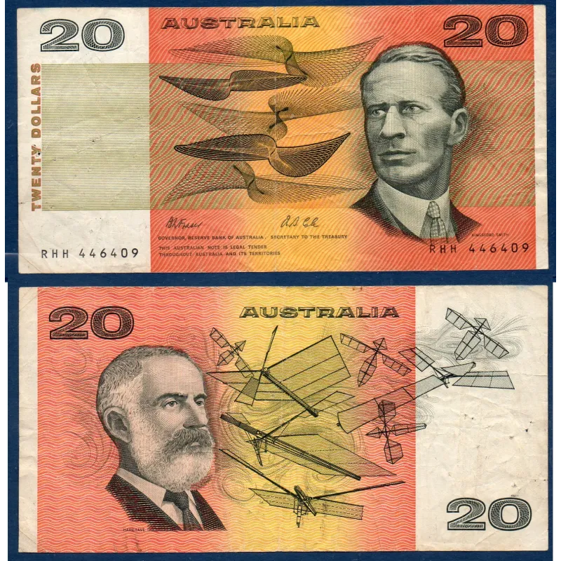 Australie P.46h, Billet de 20 Dollars 1974-1994 Kingsford-Smith Australie P.46h, Billet de 20 Dollars 1974-1994 Kingsford-Smith