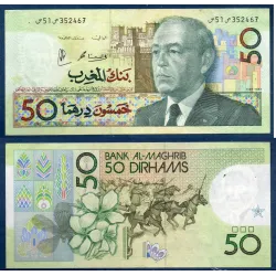 Maroc P.64d, TTB Billet de 50 Dirhams 1987 Cavaliers
