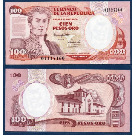 Colombie P.426A, Spl Billet de 100 Pesos oro 1991 Antonio Narino