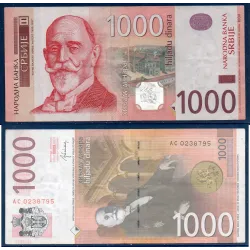 Serbie P.60b, TTB Billet de 1000 Dinara 2014 Dorde Vajfert