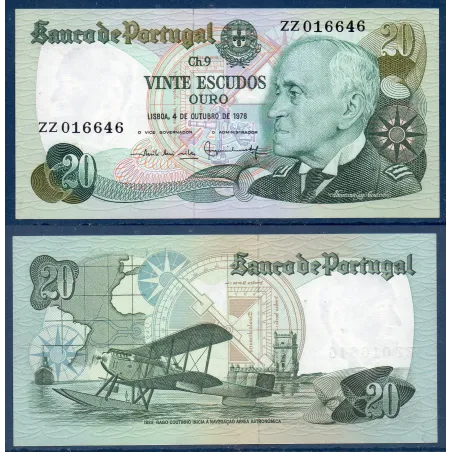 Portugal P.176a, Spl, Billet de 20 Escudos 1978 Coutinho