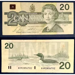 Canada P.97b, TTB écrit Billet de 20 dollars 1986 Plongeon huard