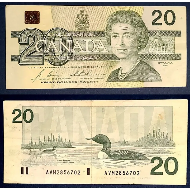 Canada P.97b, TTB écrit Billet de 20 dollars 1986 Plongeon huard Canada P.97b, TTB écrit Billet de 20 dollars 1986 Plongeon huard