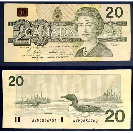 Canada P.97b, TTB écrit Billet de 20 dollars 1986 Plongeon huard