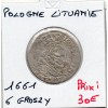 Pologne Lituanie 6 Groszy ou Szostak 1661 TB KM.91 Jan II Kazimierz Waza