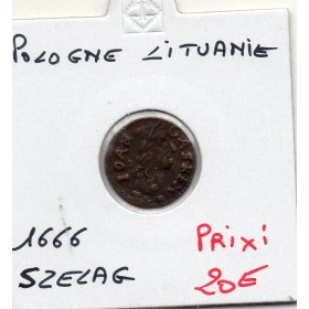 Pologne Lituanie Szelag ou schilling 1666 TTB KM.50 Jan II Kazimierz Waza
