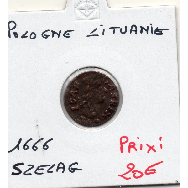 Pologne Lituanie Szelag ou schilling 1666 TTB KM.50 Jan II Kazimierz Waza