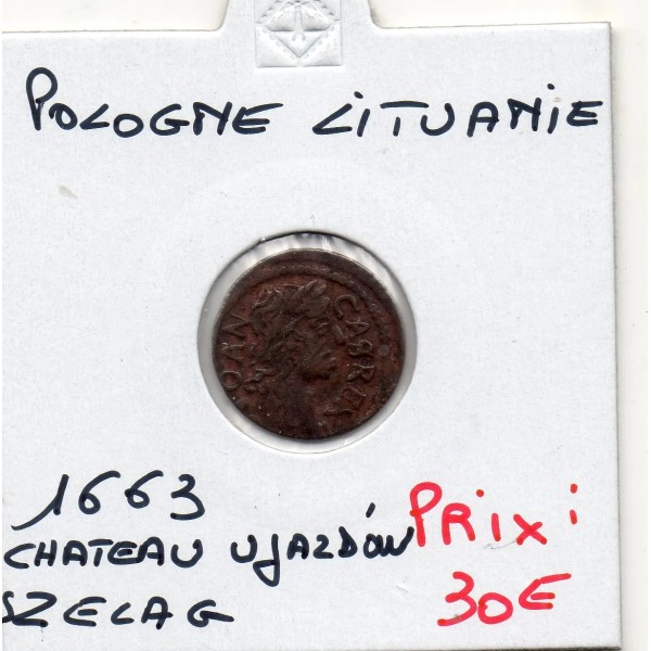 Pologne Lituanie Szelag ou schilling 1663 Ujazdow TTB+ KM.110 Jan II Kazimierz Waza