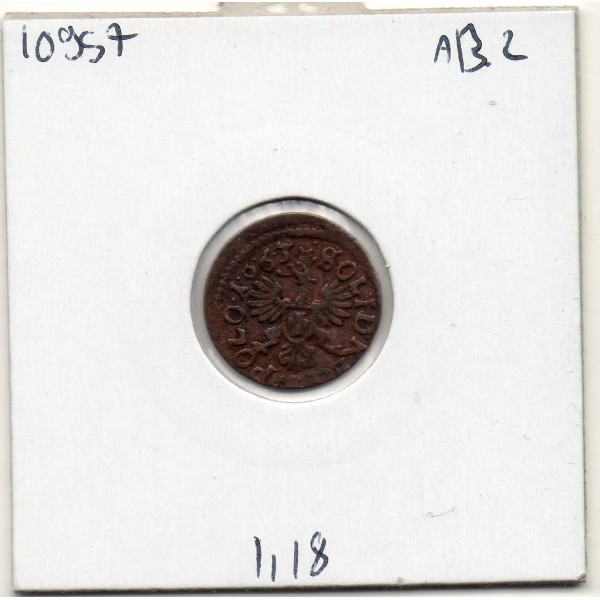 Pologne Lituanie Szelag ou schilling 1663 Ujazdow TTB+ KM.110 Jan II Kazimierz Waza