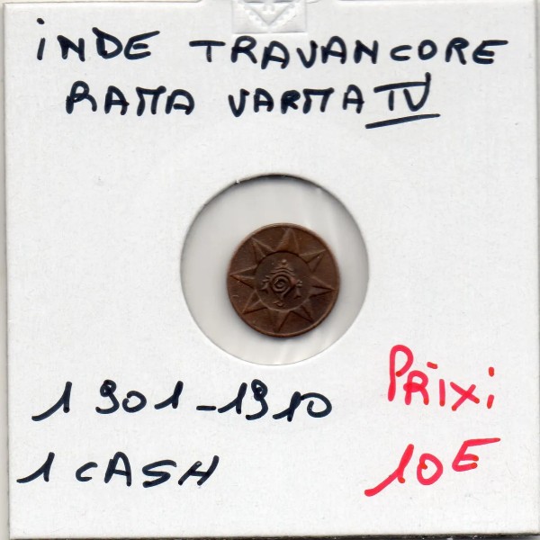 Tranvancore, Rama Varma IV 1 cash 1901-1910 Sup