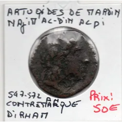 Artuqids de Mardin Najim al-din alpi Dirham AE 547-572 AH TB contremarque
