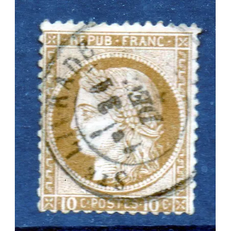 Timbre France Yvert No 54a Type Cérès 10c brun foncé s. rose Oblitéré CaD type 17