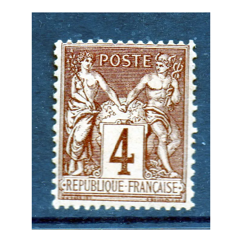 Timbre France Yvert No 88a Type II Sage 4c lilas s. azuré Neuf * sur charnière Timbre France Yvert No 88a Type II Sage 4c lilas s. azuré Neuf * sur charnière