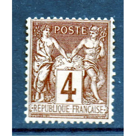 Timbre France Yvert No 88a Type II Sage 4c lilas s. azuré Neuf * sur charnière