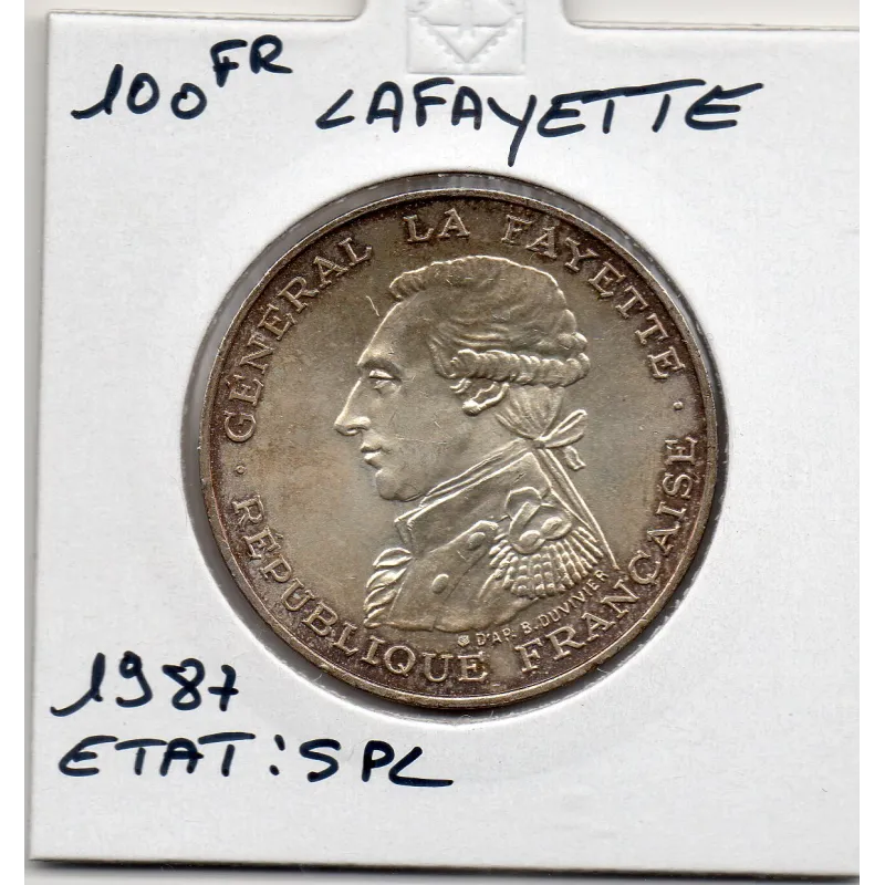 100 francs Lafayette 1987 Sup, France pièce de monnaie