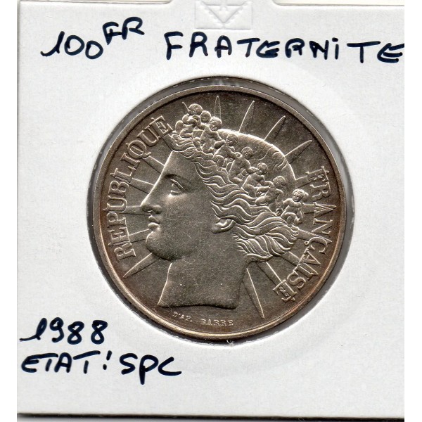 100 francs Fraternité 1988 Sup, France pièce de monnaie