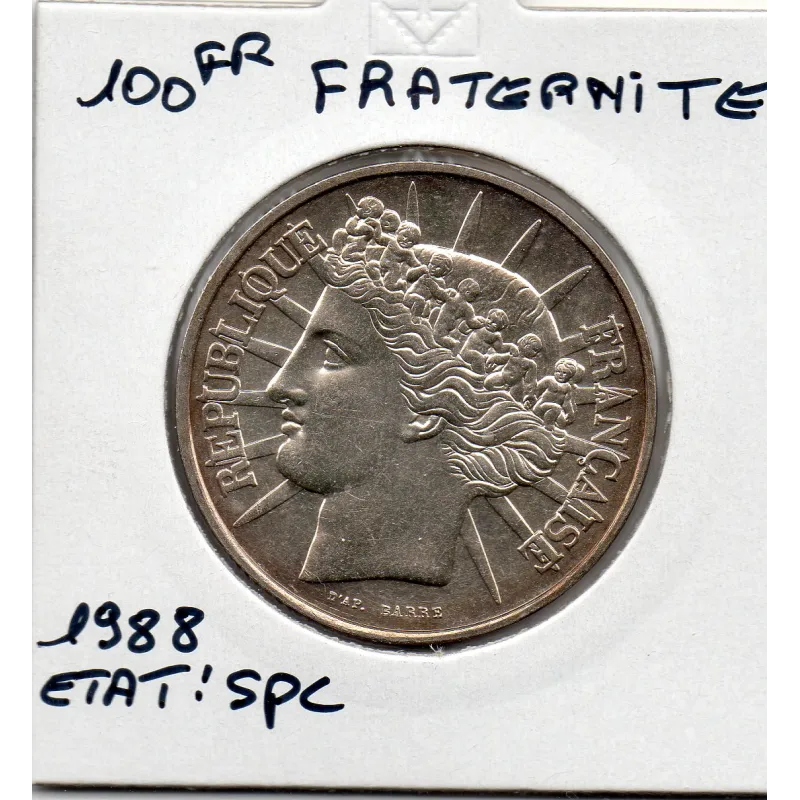 100 francs Fraternité 1988 Sup, France pièce de monnaie