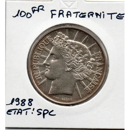 100 francs Fraternité 1988 Sup, France pièce de monnaie
