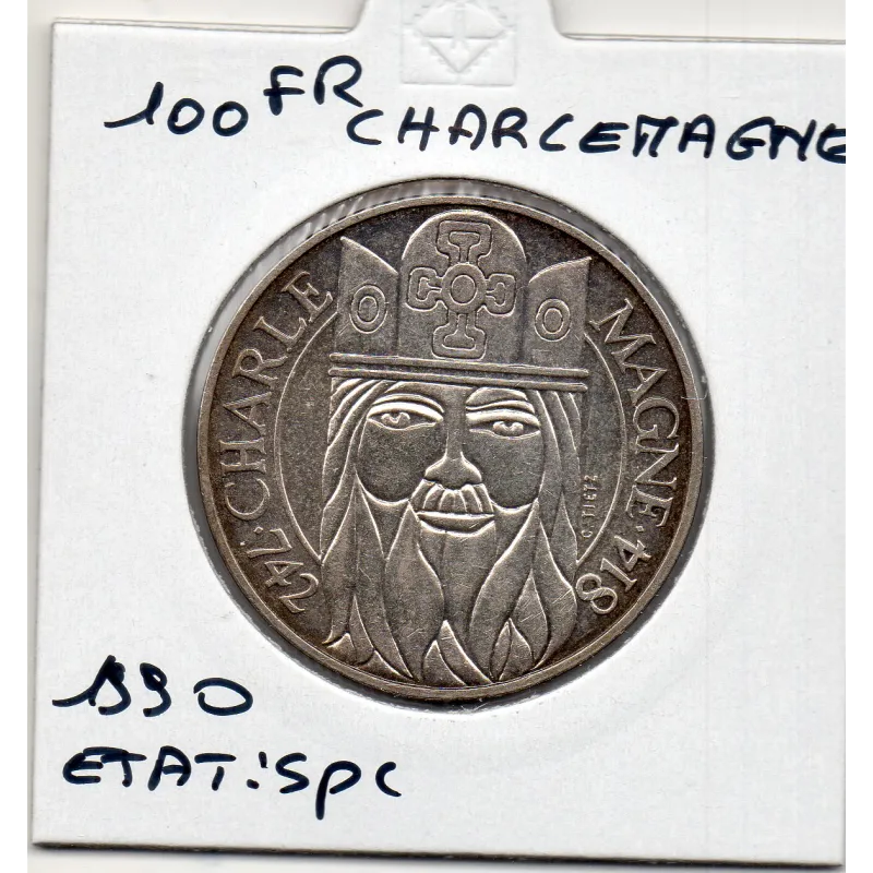 100 francs Charlemagne 1990 Sup, France pièce de monnaie