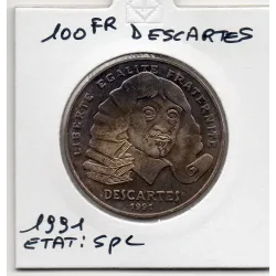 100 francs Descartes 1991 Sup, France pièce de monnaie